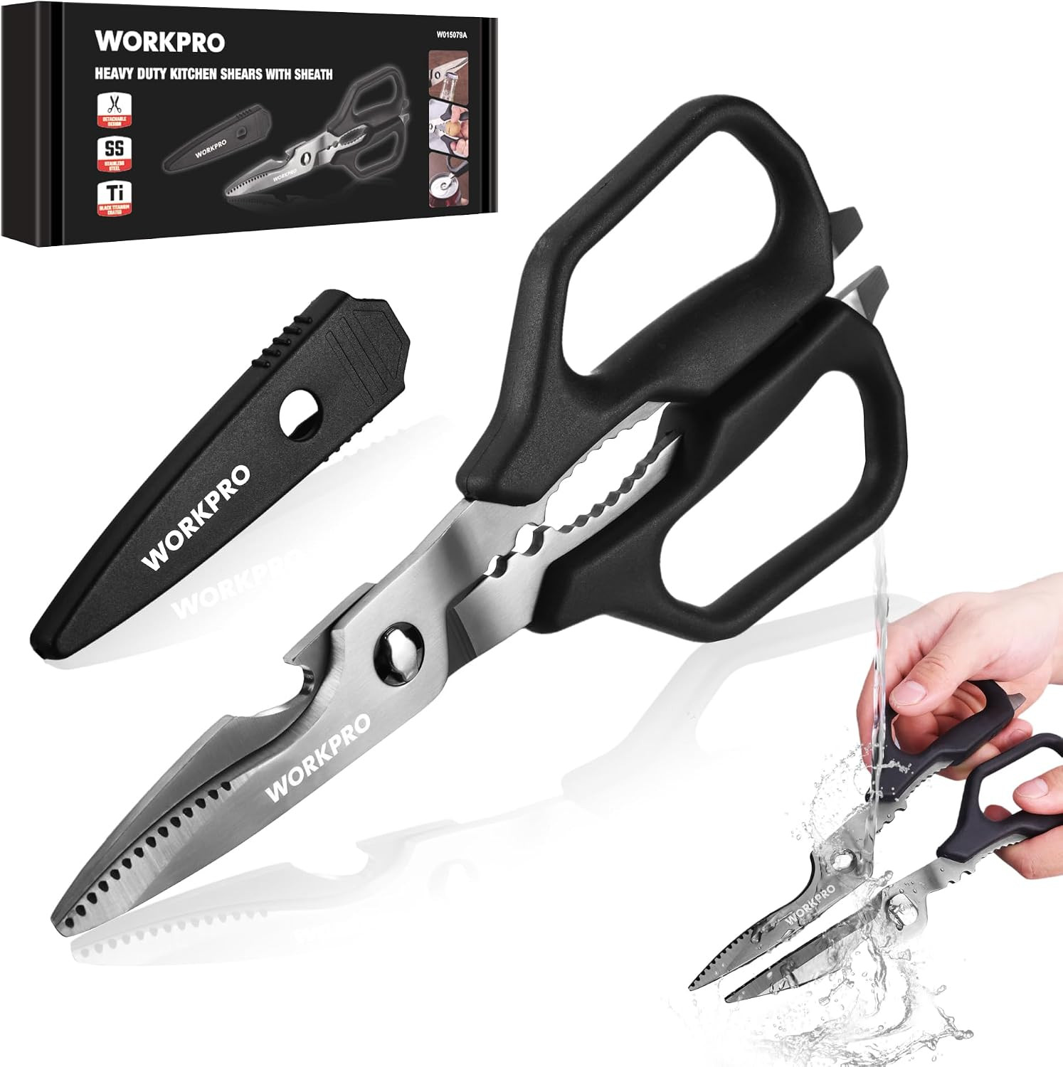 Kitchen Scissors, All Purpose Kitchen Shears with Detachable Stainless Steel Bla
