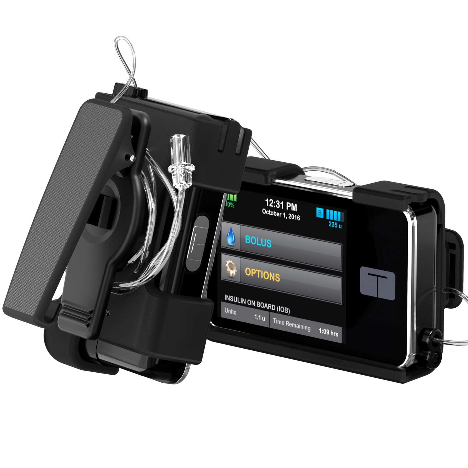 Heliocean Tandem t:Slim X2 Pump Case with 360° Rotating Belt Clip, t Black
