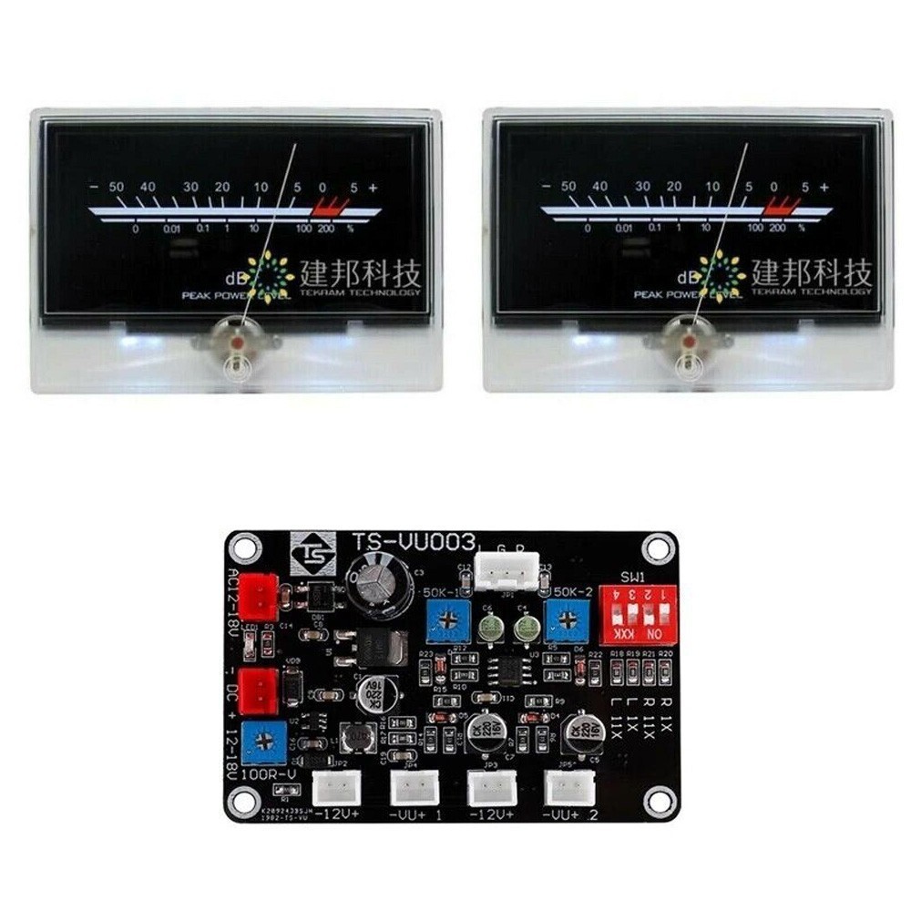 2x P-134 VU Meter Post-Amplifier Audio DB Header Backlight w/ Driver Board