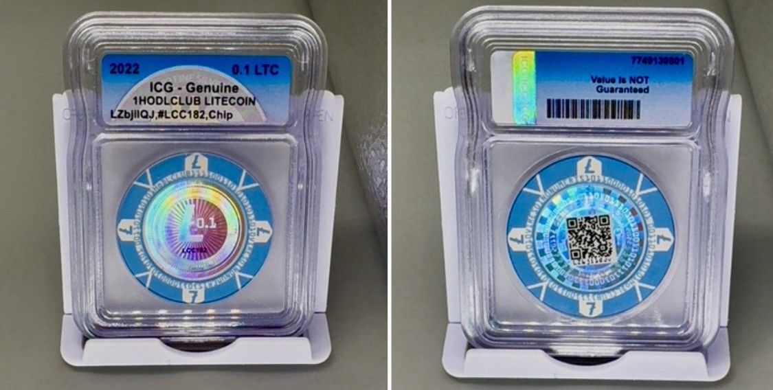 1HoDL CLUB 2022 Poker Chip Fund ed .10 LTC-Blue Clay-bit coin Lealana CASASCIUS