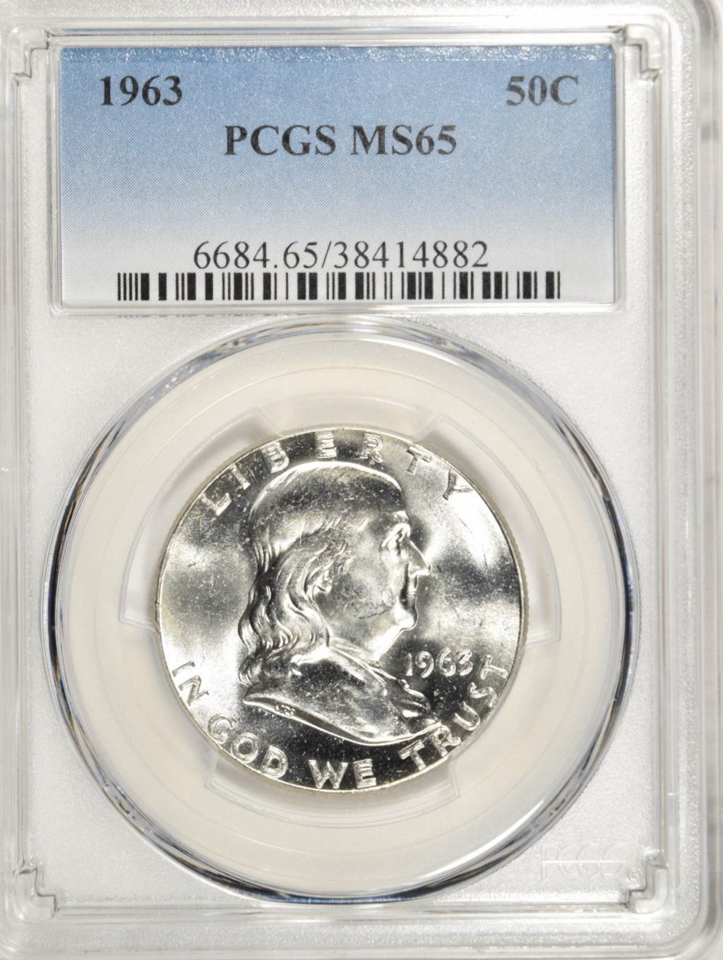 1963 FRANKLIN HALF DOLLAR ~ PCGS MS65 ~ BRIGHT WHITE!