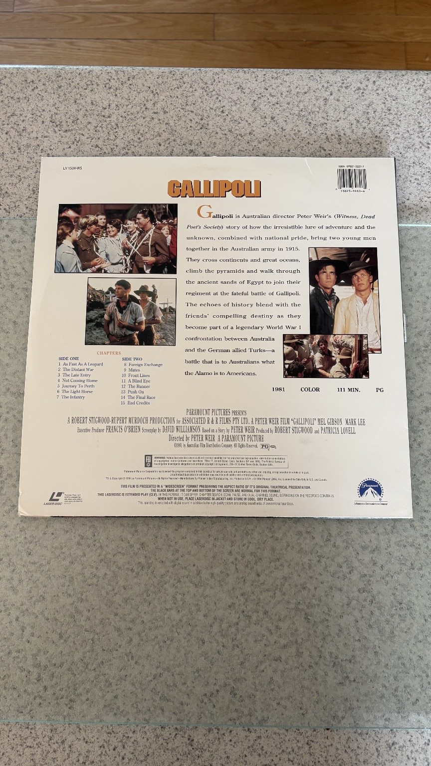 Gallipoli LaserDisc 1981 Widescreen War Drama Mel Gibson Paramount