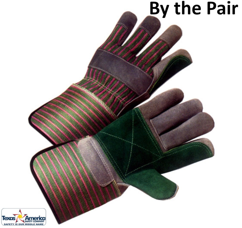 Double Palm Leather Gloves with Gauntlet Cuff (Sold by the Pair) Men's Size