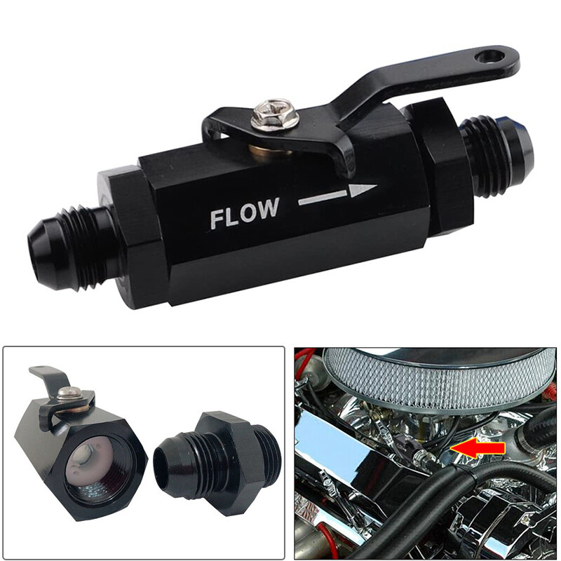 8AN Inline Fuel Filter Shut Off Valve Cut Off W/Cable Lever Aluminum