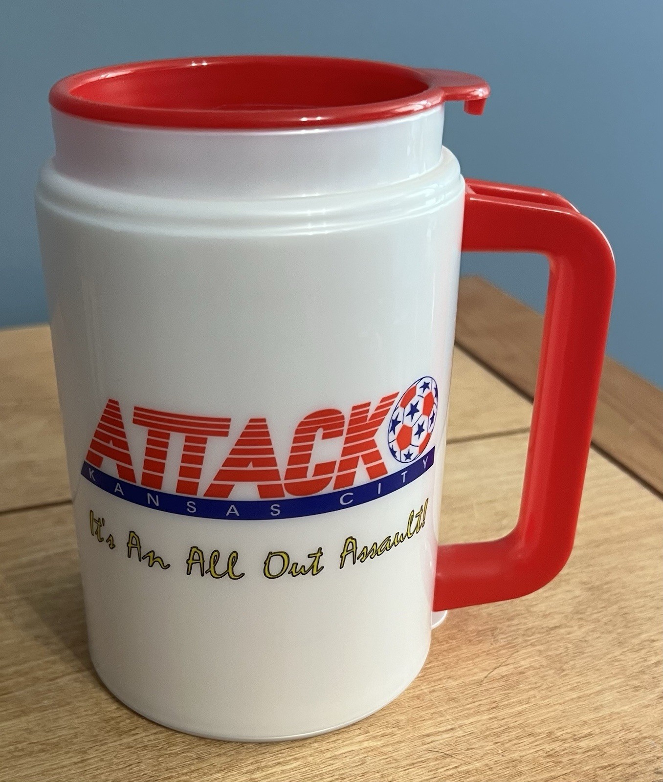 KC Attack NPSL 16 Ounce Thermal Mug KY-102 Missouri Lottery Giveaway Brand New