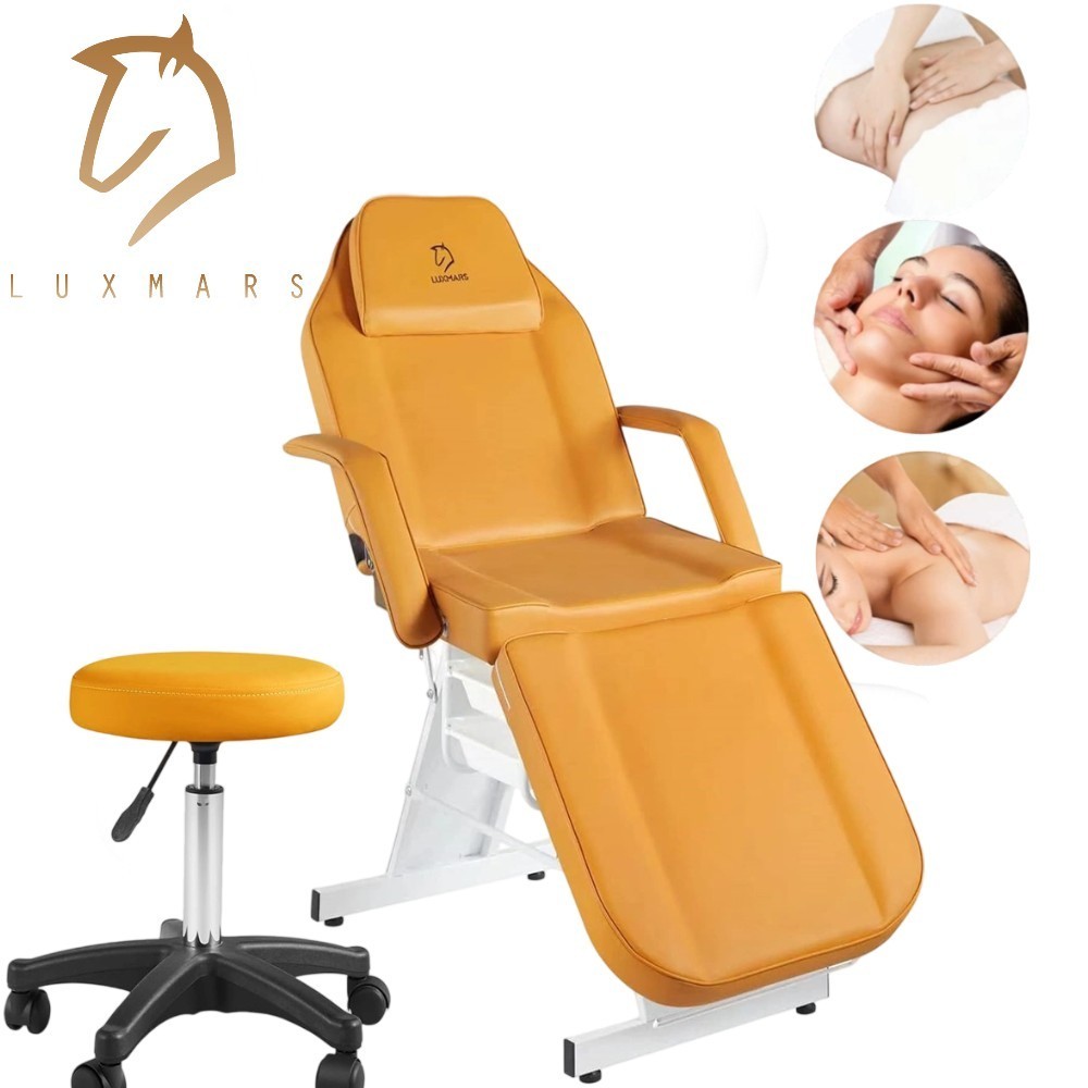 73" Facial Chair 3-Section Adjustable Tattoo Chair with Hydraulic Stool Beauty
