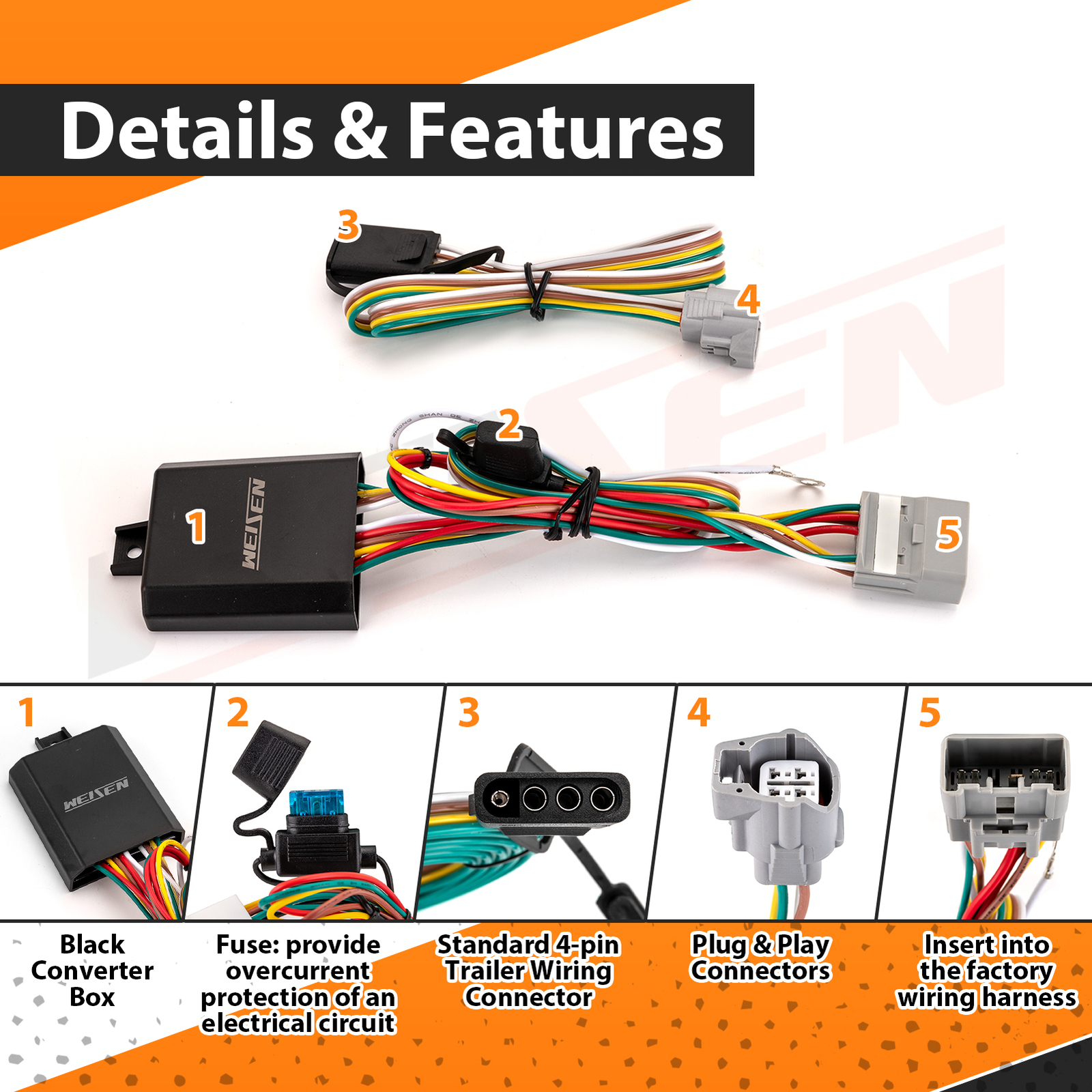 Wiring Harness 4-Way Flat Trailer Connector For Toyota Highlander 2020-2024 2025