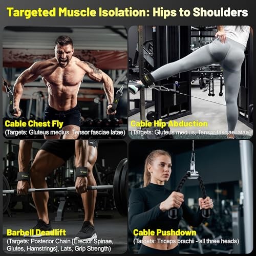 Cable Attachments for Gym, LAT Pulldown & Cable Machine Short Bar Set