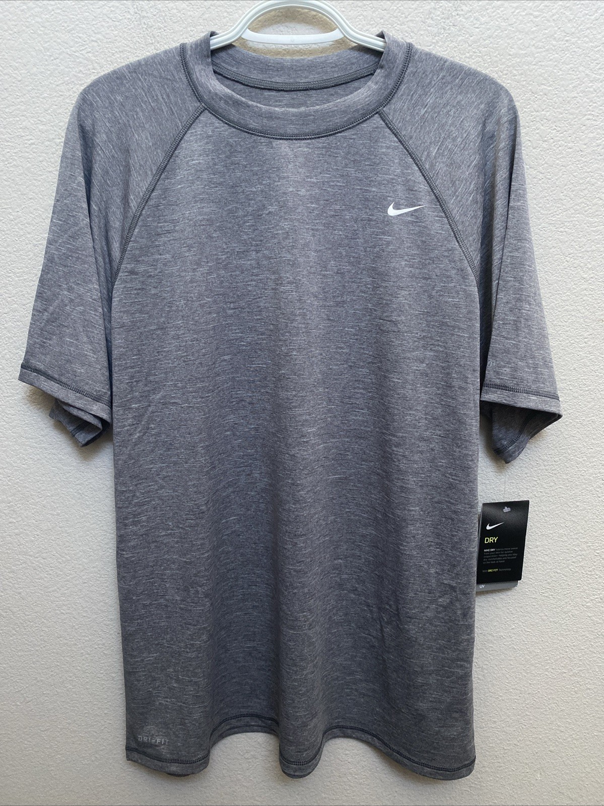 NEW Men's Nike Swim T-Shirt Light Gray UPF40+ Dri-Fit Short Sleeve NWT $38 XL