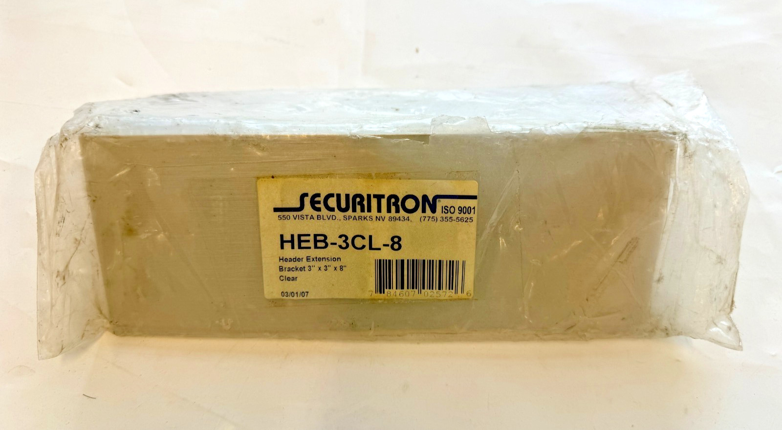 Securitron HEB-3CL-8 HEB Header Extension Bracket, Satin Aluminum Clear Anodized