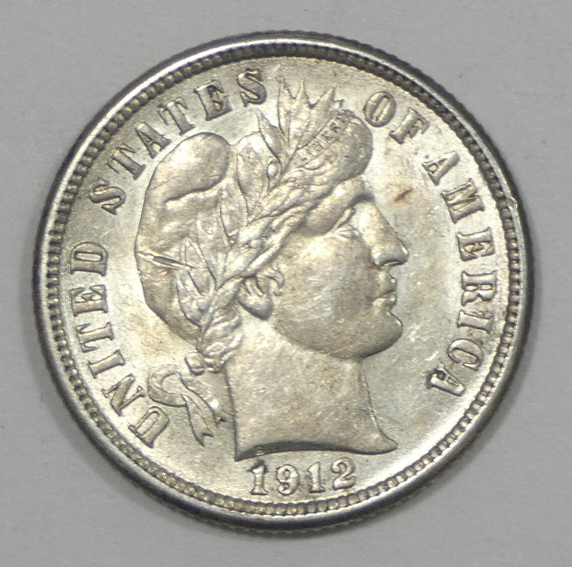 1912 Barber Dime ALMOST UNCIRCULATED+ Silver 10c