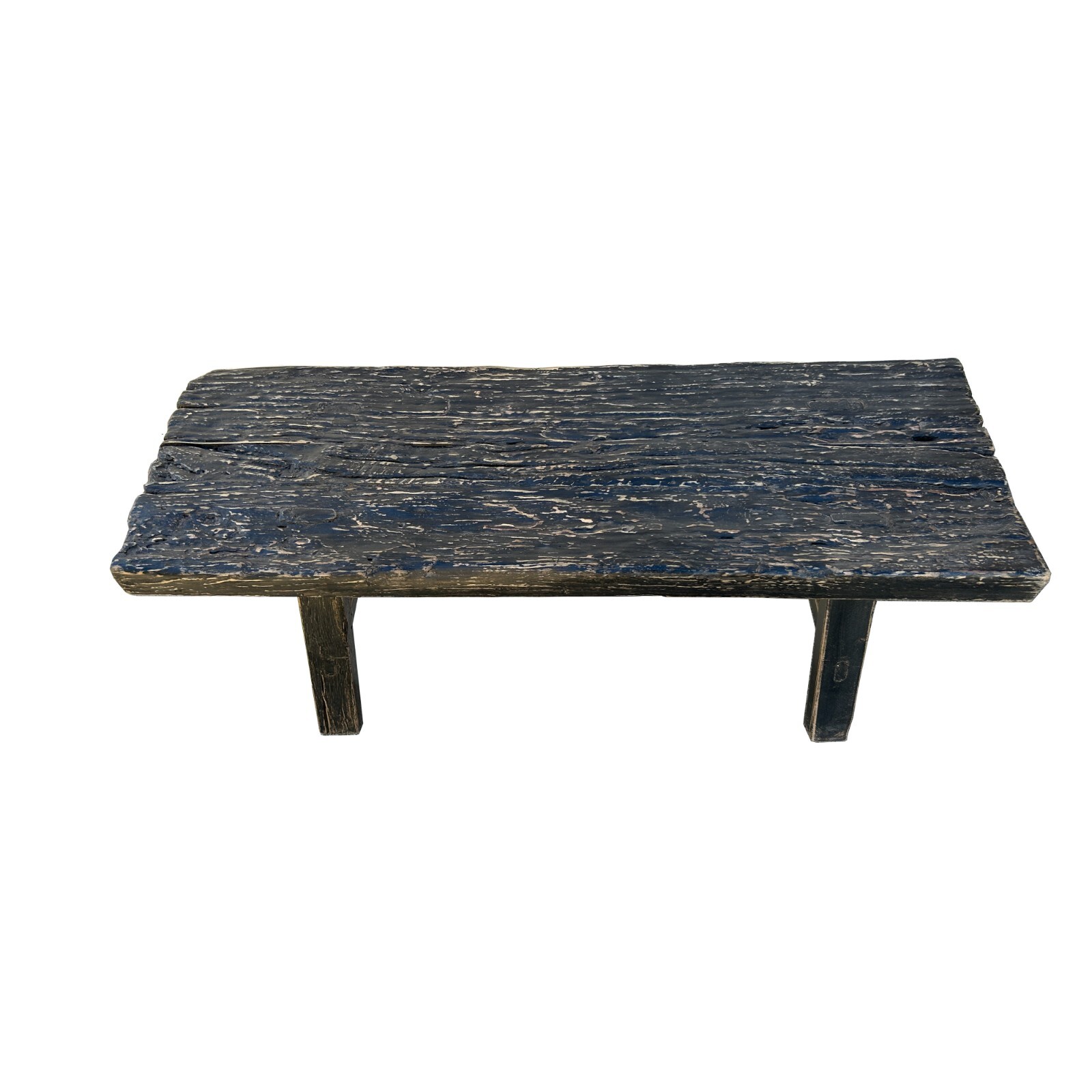 Distressed Rustic Black Rough Grain Flat Wood Bench Table ws4543