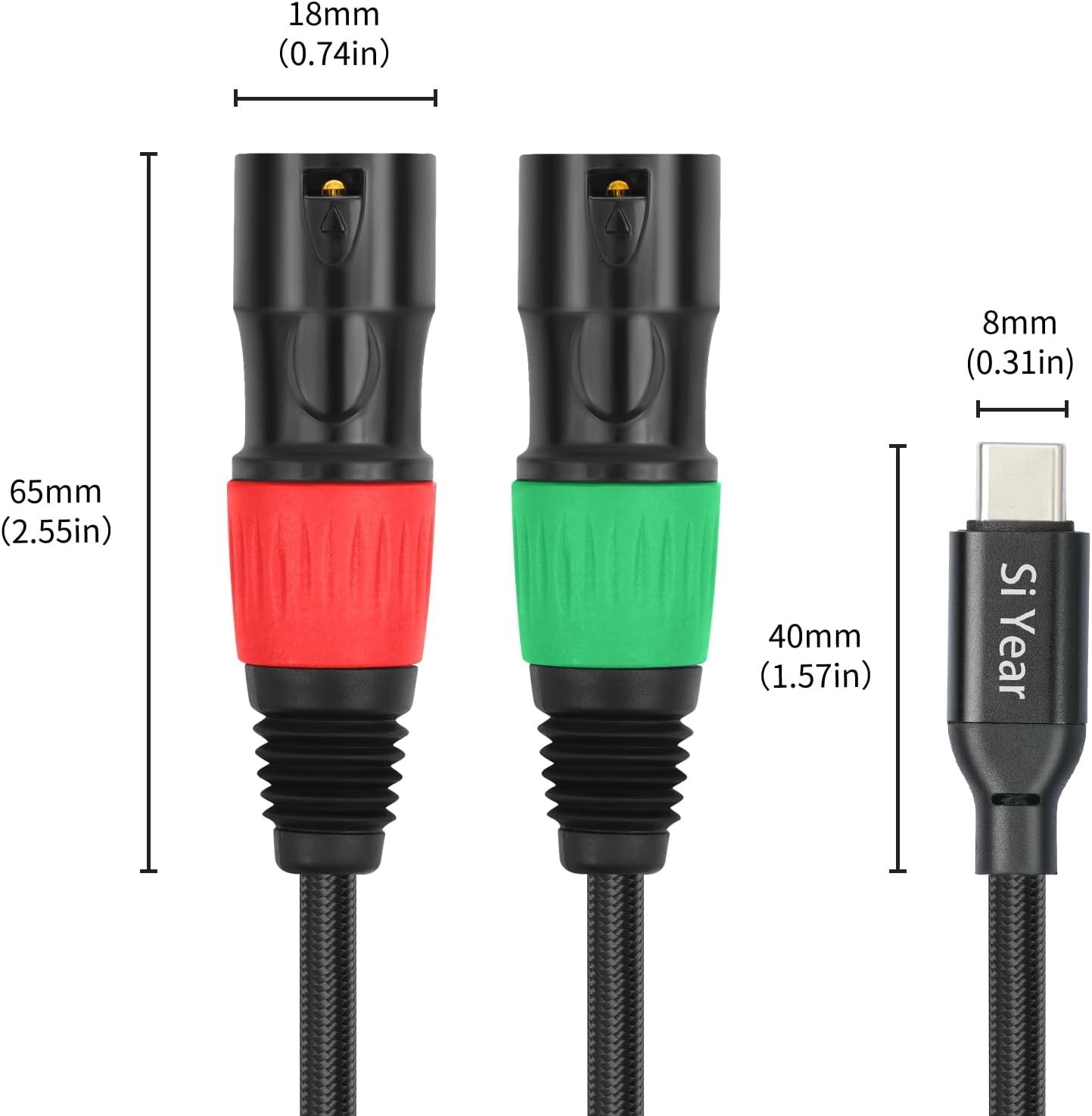 1M USB Type C to Dual XLR Cable - Durable Audio Adapter for Live Performances