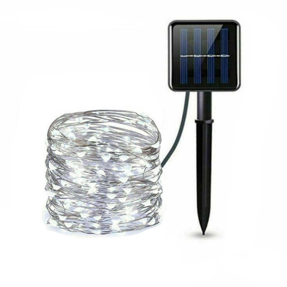 2 Pack 66FT Solar String Lights Outdoor Fairy Light 200LED 8 Modes IP67 White