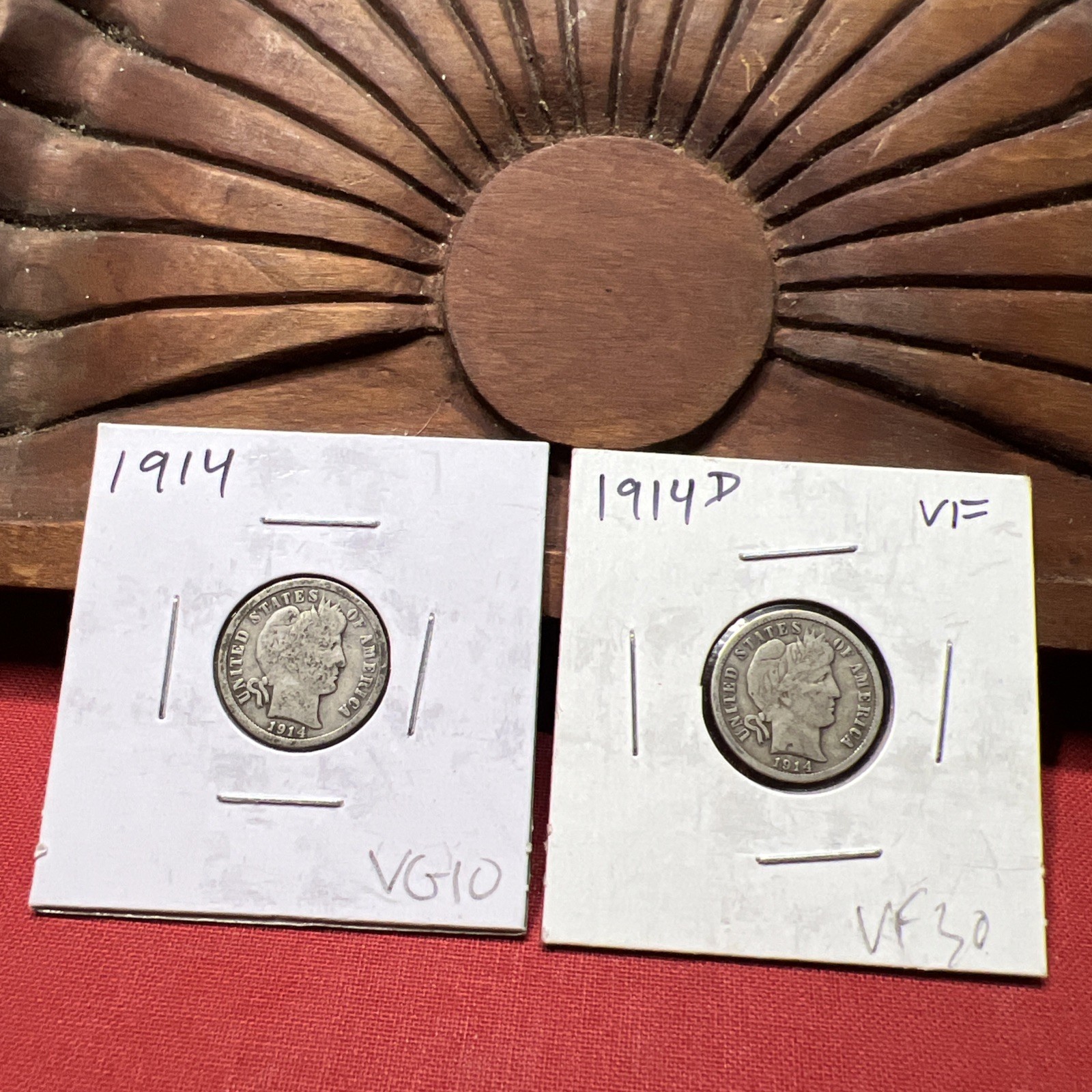 Lot Of 2 Barber Dimes, VG and VF