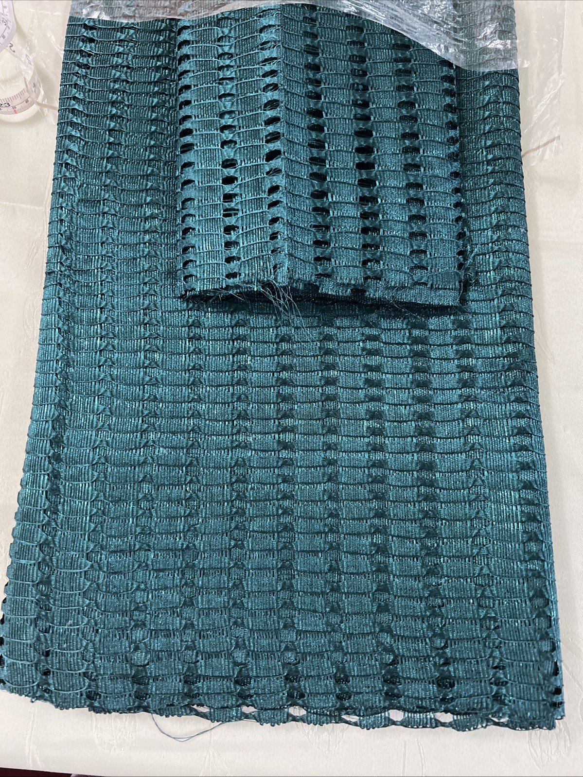 Green Loom Aso Oke  Basket Gele And Ipele With Fila/ Cap Piece