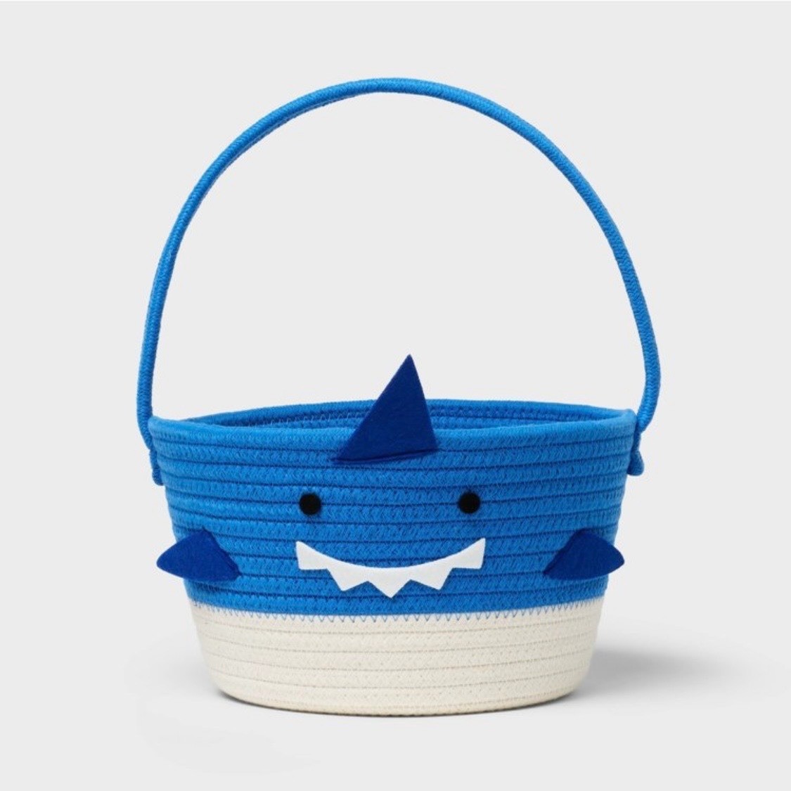 Spritz Blue Shark Easter Rope Basket Woven Storage Bin with Handle New with Tags