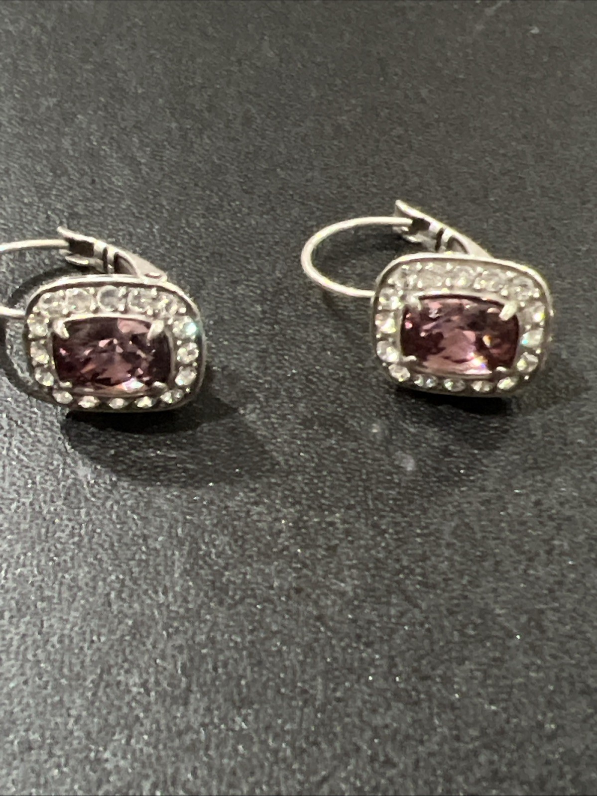Pretty Pierced Earrings Purple Stones