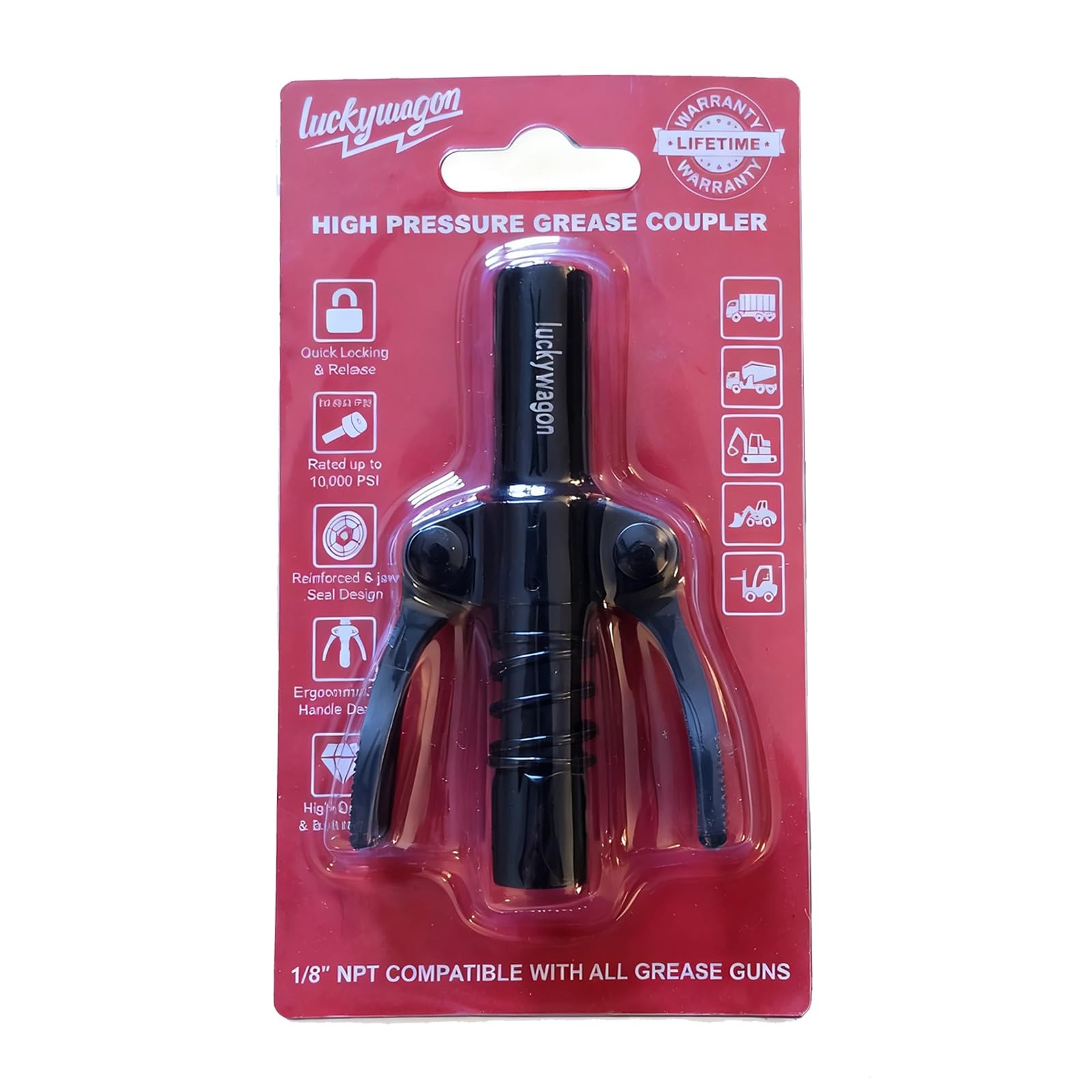 Grease Gun Coupler Black Leakproof Grease Gun Tips Quick Lock Release High Pr...
