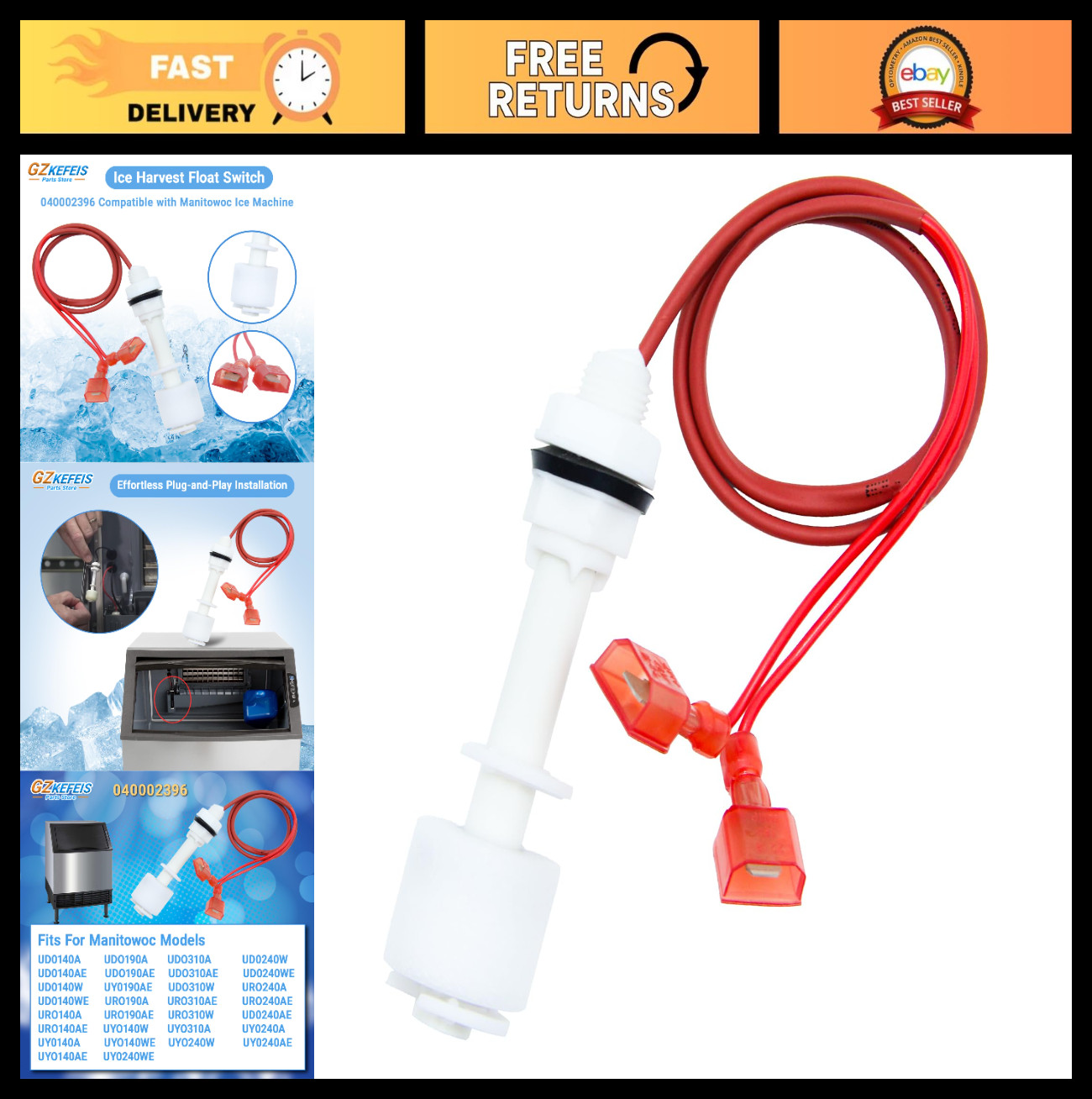 Ice Harvest Float Switch for Manitowoc Ice Machines UD0140 UD0190 UD0240 Series