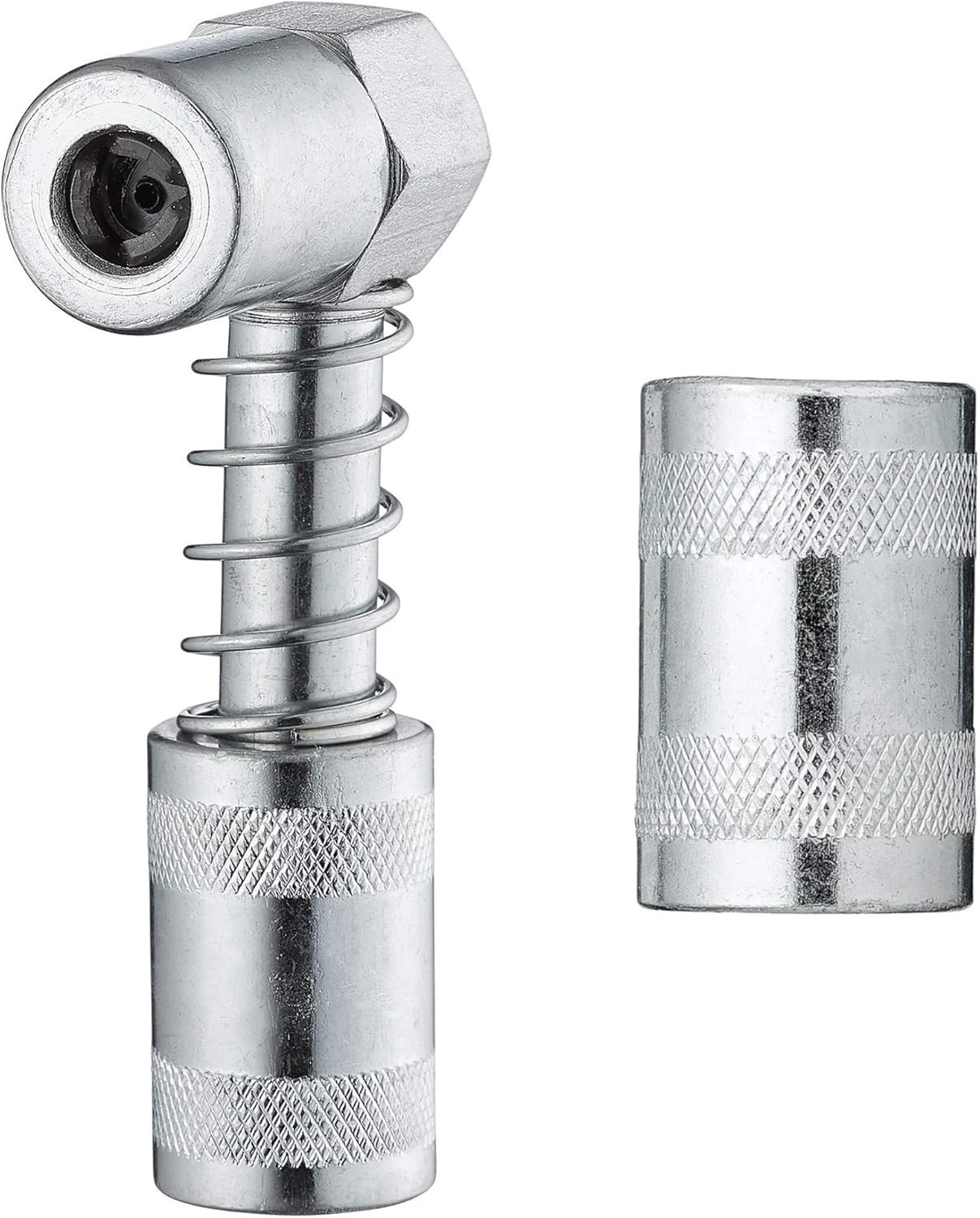 90 Degree Grease Coupler Snaps on to Grease Fittings in Tight Spaces