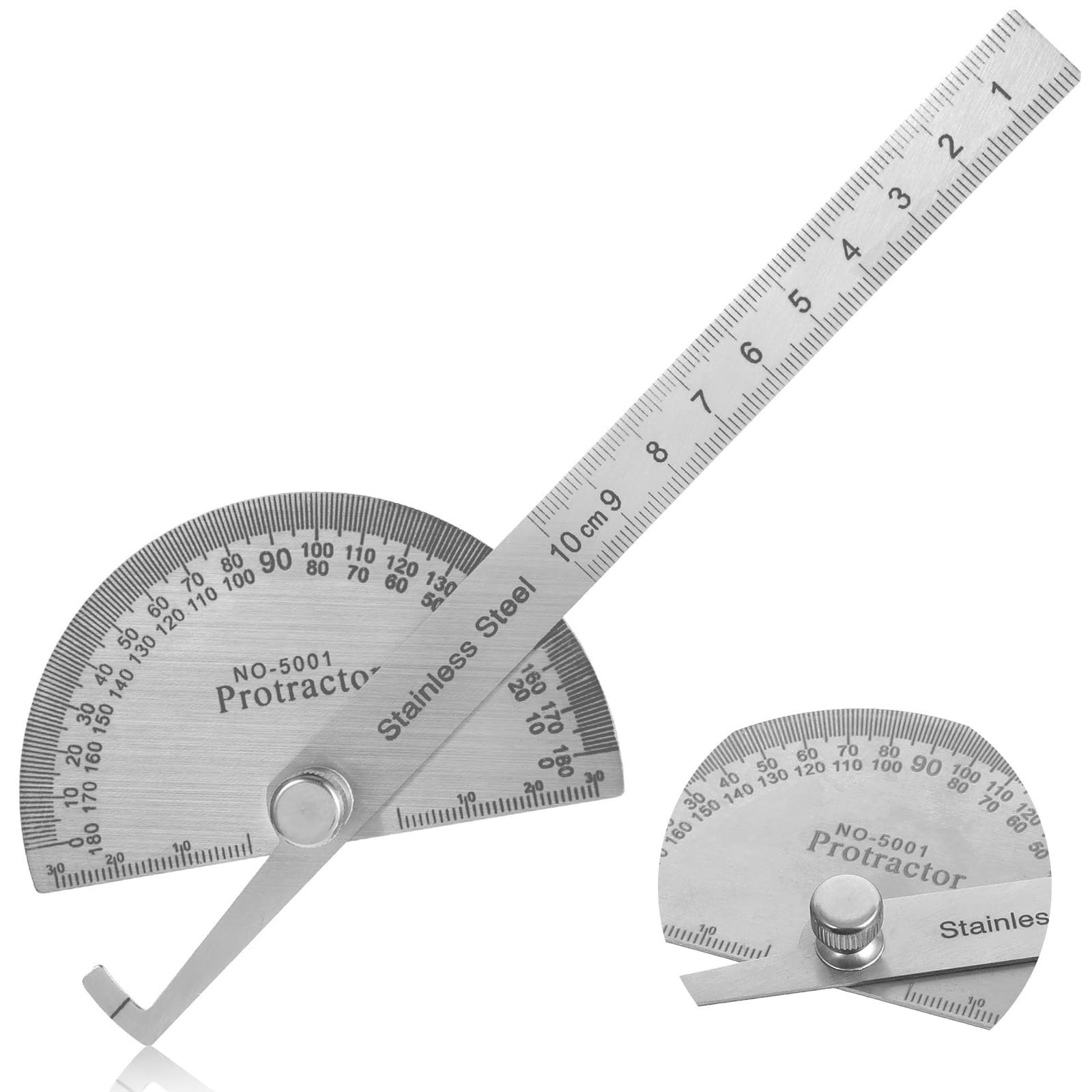 Stainless Steel Angle Protractor Miter Protractor Angle Finder 0-180 Degrees ...