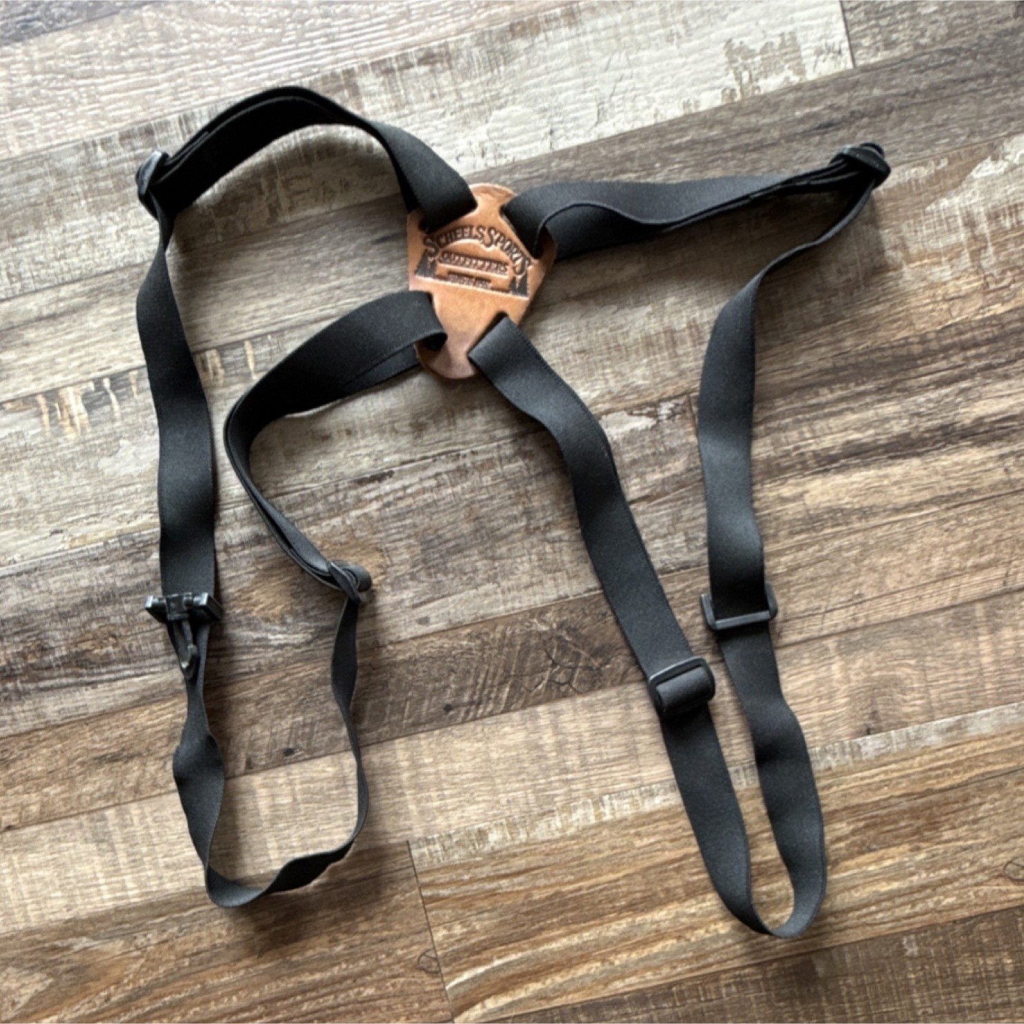 Scheels Binocular Harness Strap with Leather Center Piece Black