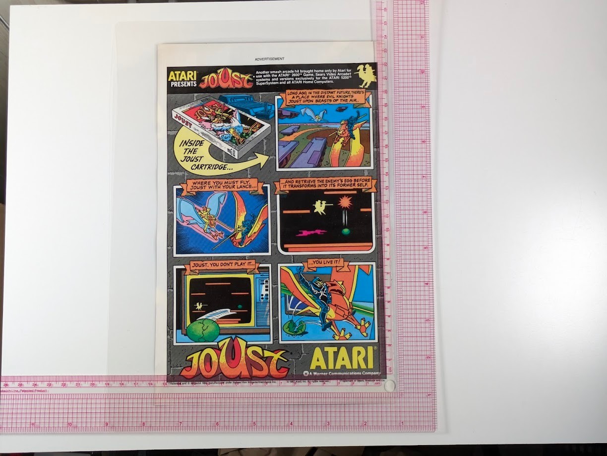 Joust on Atari 2600 Advertisement - Laminated From Original Comic Book