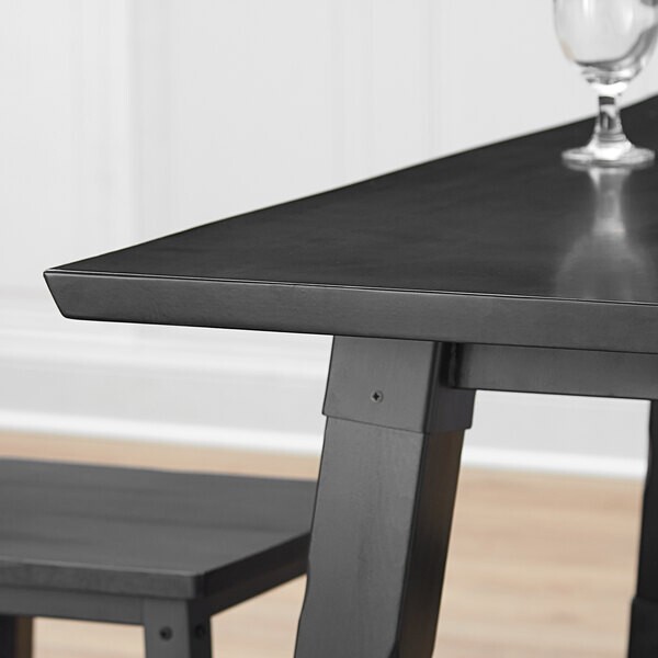 30" x 96" Rectangular Solid Wood Live Edge Restaurant Table Top in Gray Wood