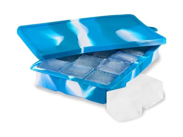 Host Ice Cube Tray with Lid Blue Marble 1.25-inch Cubes