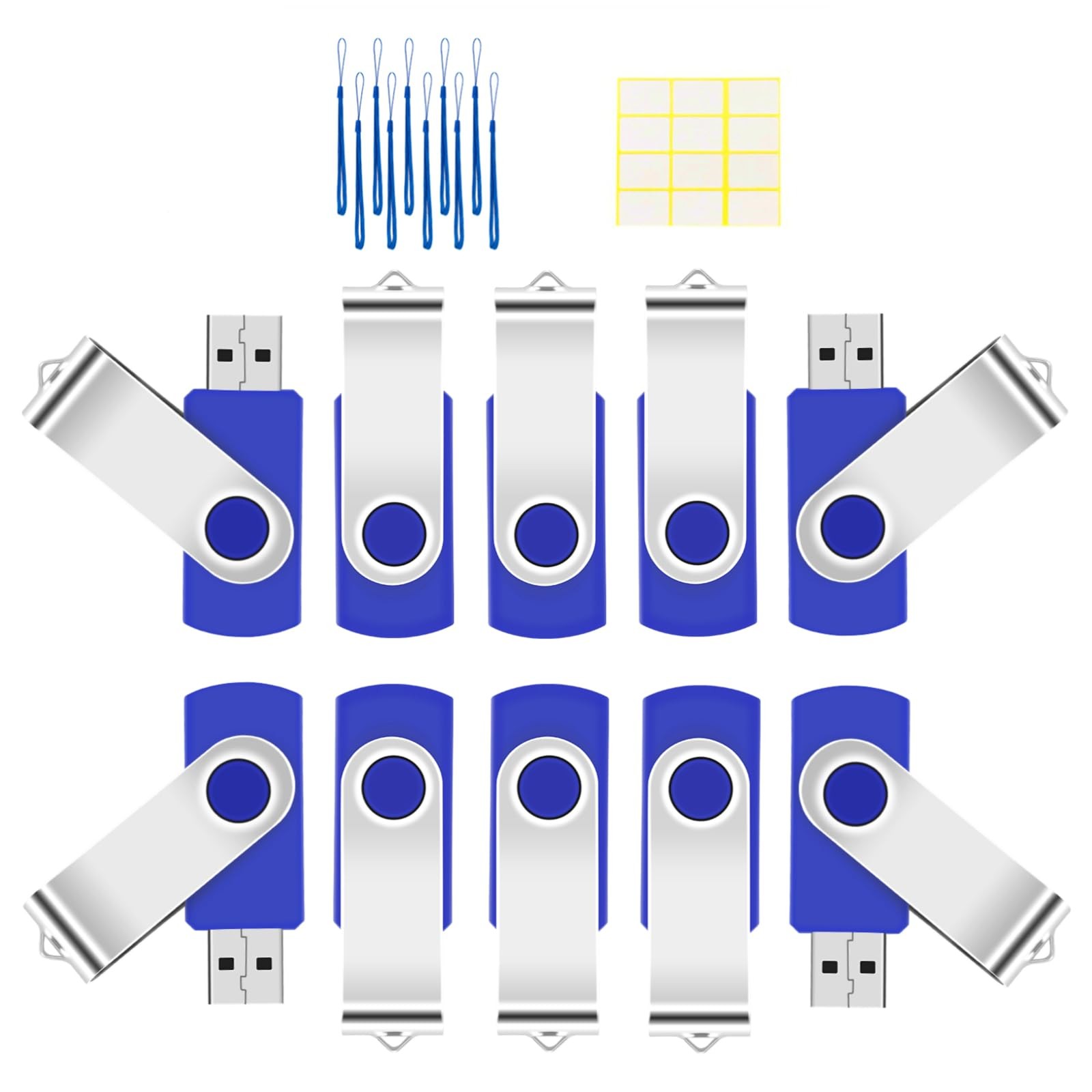 32GB Flash Drive 10 Pack USB 2.0 Thumb Drive Swivel Memory Stick Jump Drive with