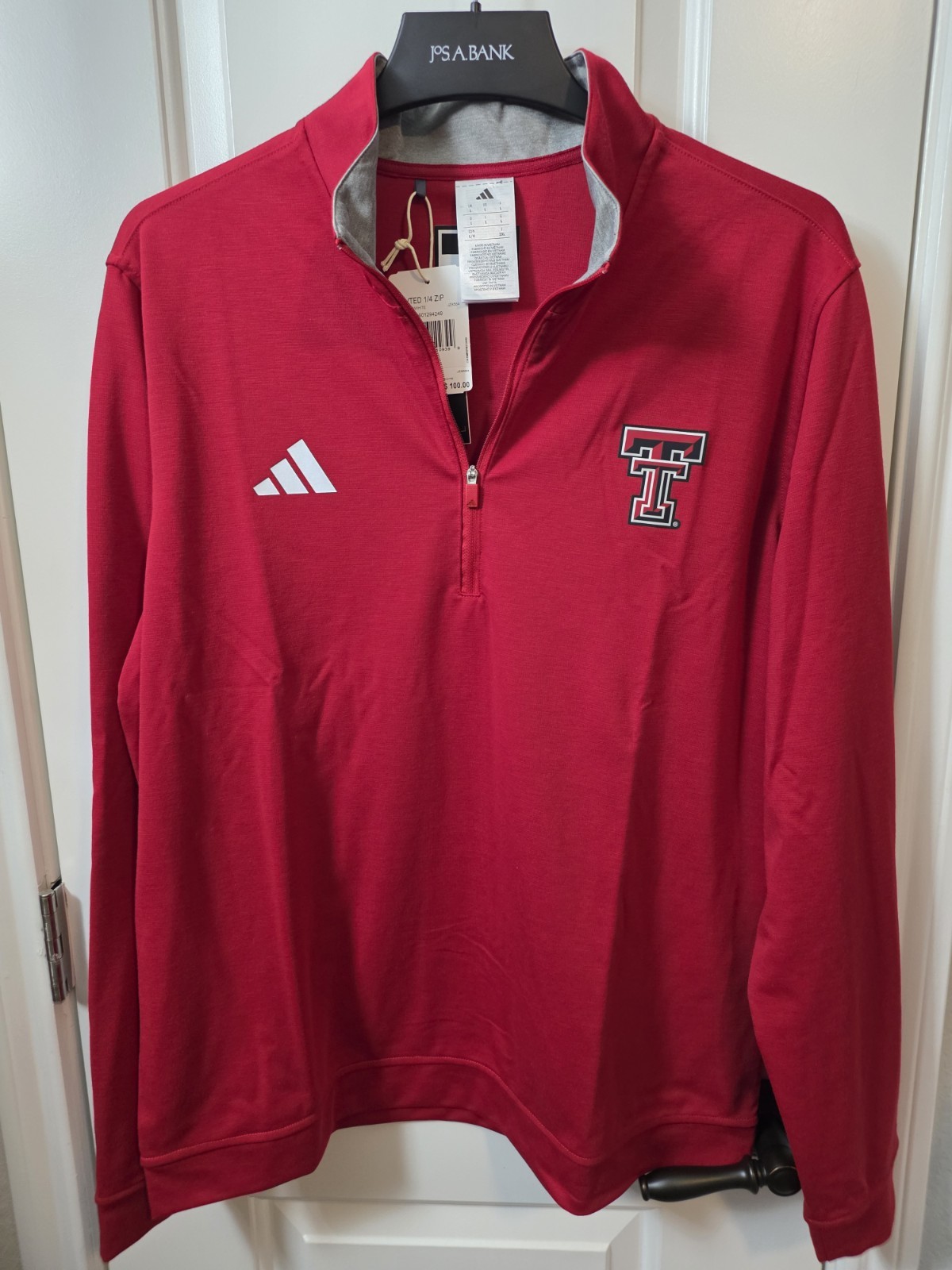 RARE Adidas Texas Tech Red Raiders Coaches Pullover Golf 1/4 Zip Red Mens Size L