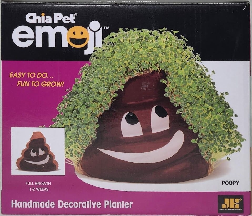 Chia Pet Emoji Poopy W/ Seed Pack Collectible Decorative Planter New Open Box