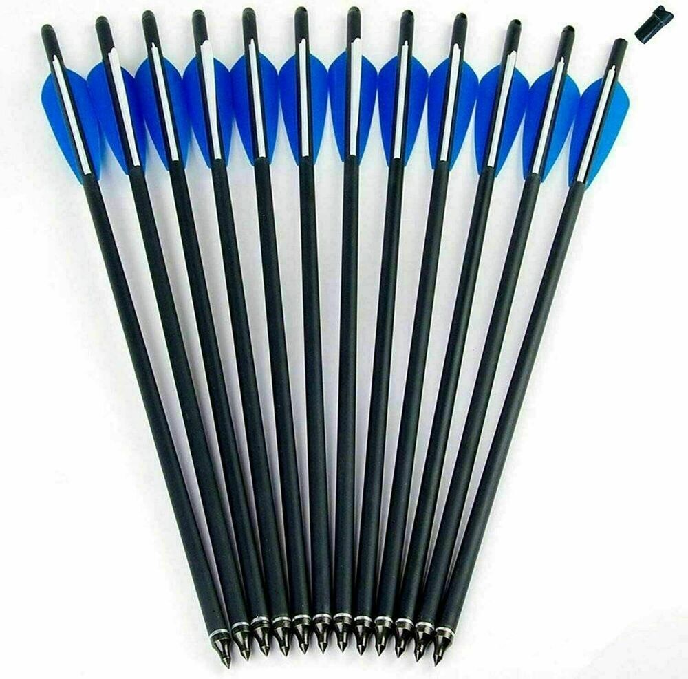 12Pcs 20" Crossbow Bolts Carbon Look Arrows Half Moon Nocks 8.8mm Shaft Shooting