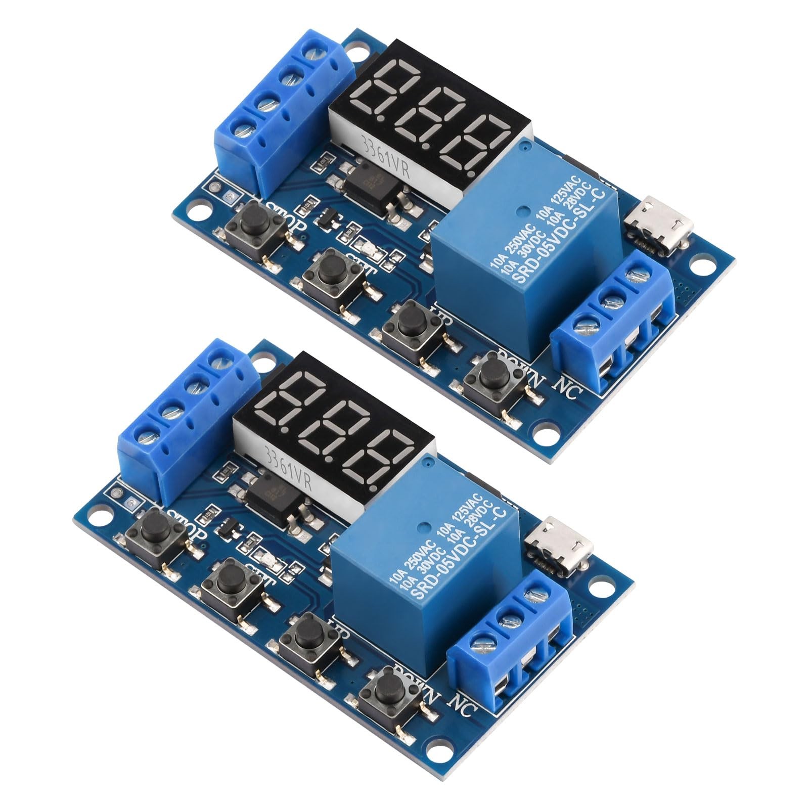 FORIOT 2pcs 5V Micro USB Timer Relay DC 6-30V Programmable Cycle Delay Usb