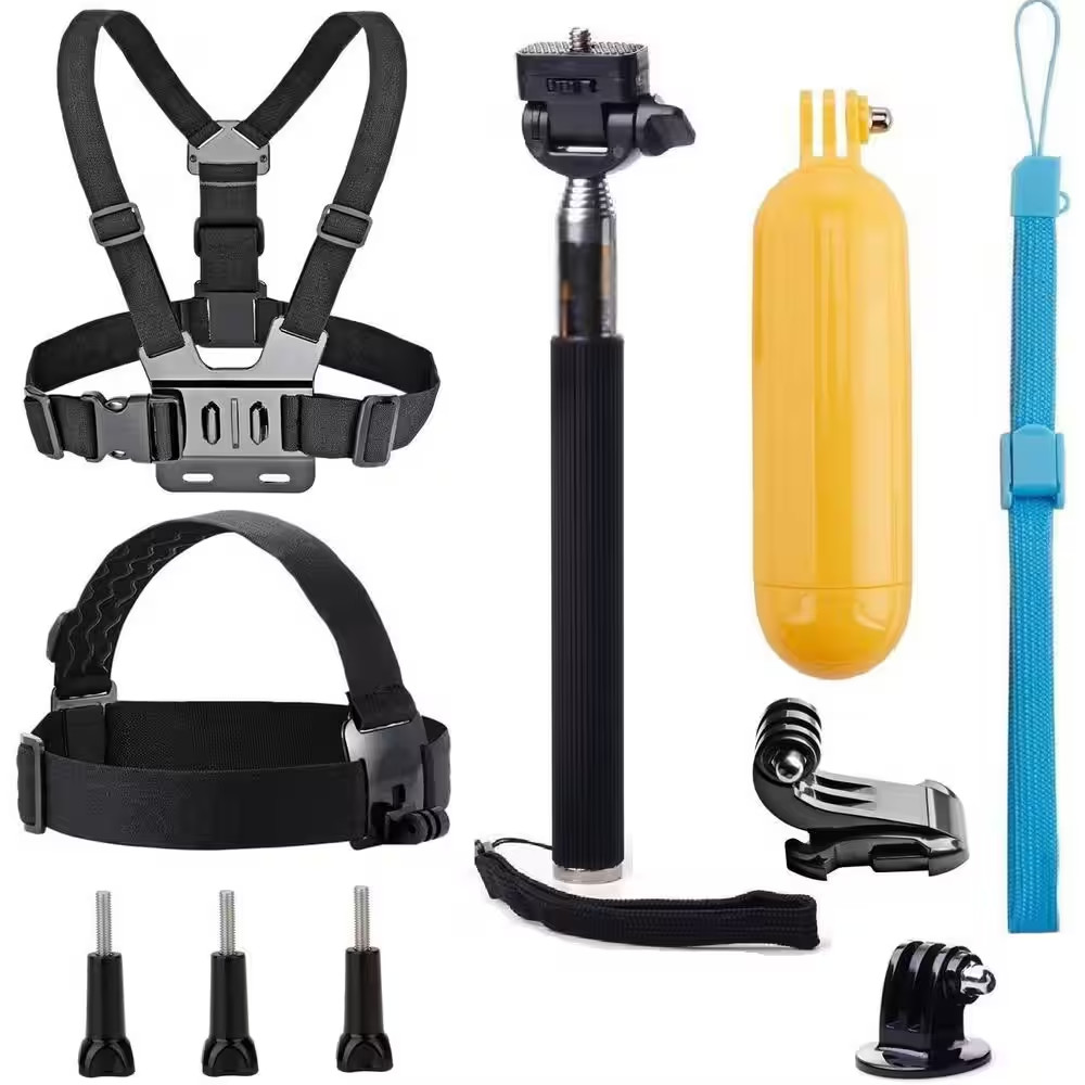 Action Cam Bundle: Chest/Head Mount plus Floating Grip