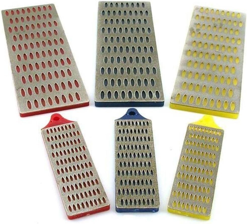 6PCs Large&Small Diamond Sharpening Hone Stone Whetstone Block Kitchen Knife