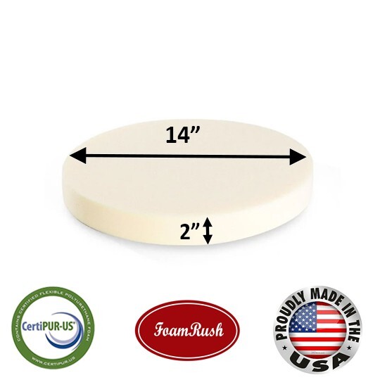 FoamRush 2" x 14" x 14" Diameter High Density Upholstery Foam (Made in USA)