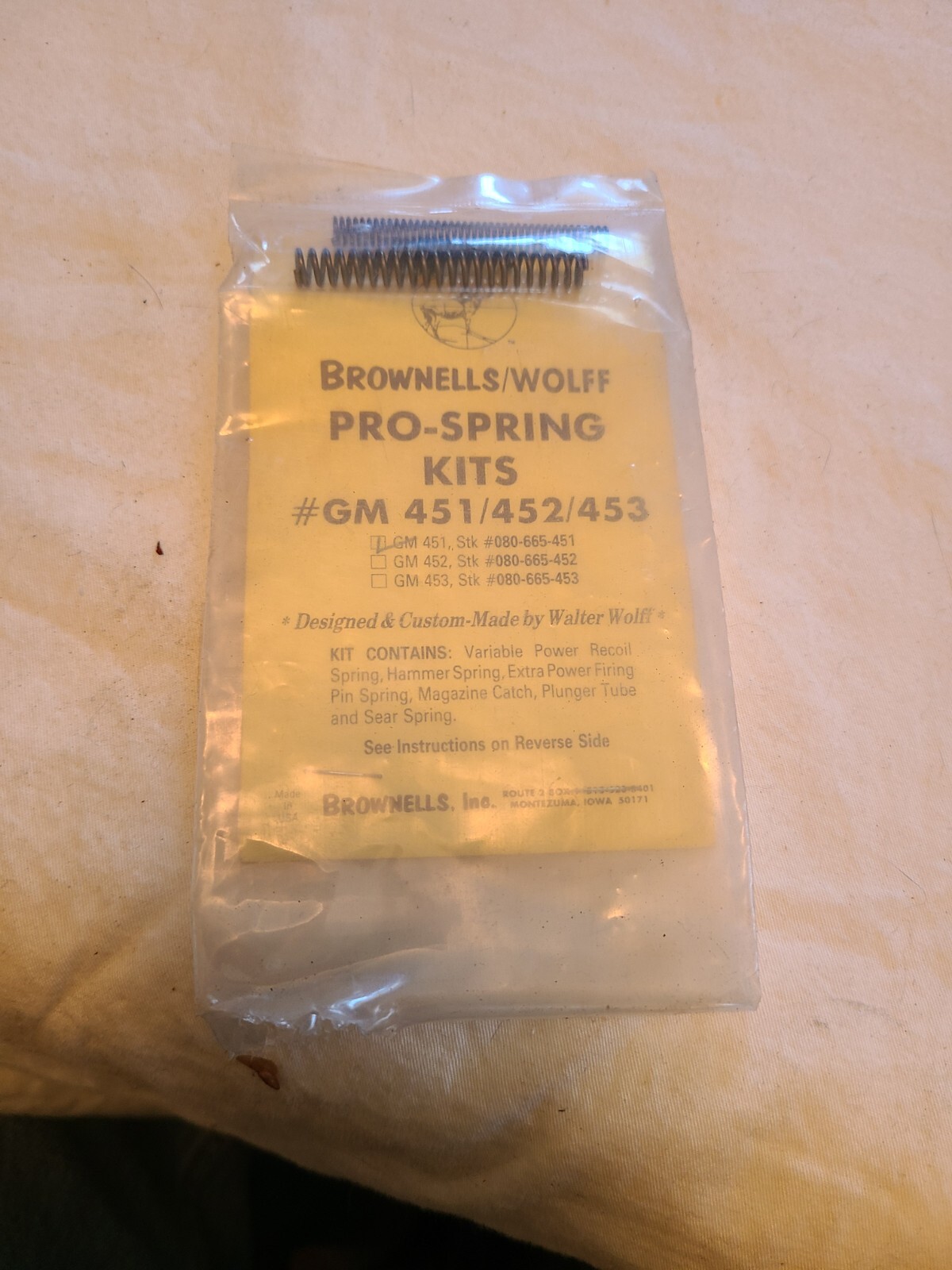 Brownells Wolf PRO-SPRING KIT GM 451 Pack Open and Contains Only 3 Springs