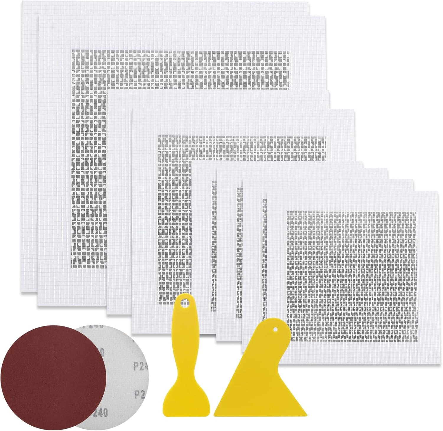 11-Pack Drywall Patch Kit with Self-Adhesive Mesh, Scraper & Sandpaper