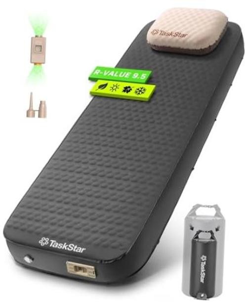 4" Self Inflating Sleeping Pad for Camping with Pillow, Electric Foam & Black