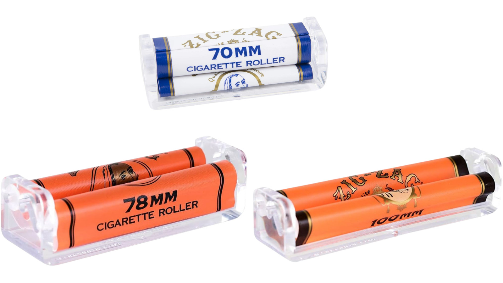 Zig-Zag Roller Machines 70mm 78mm 100mm Orange | Authentic Set 3 Pack