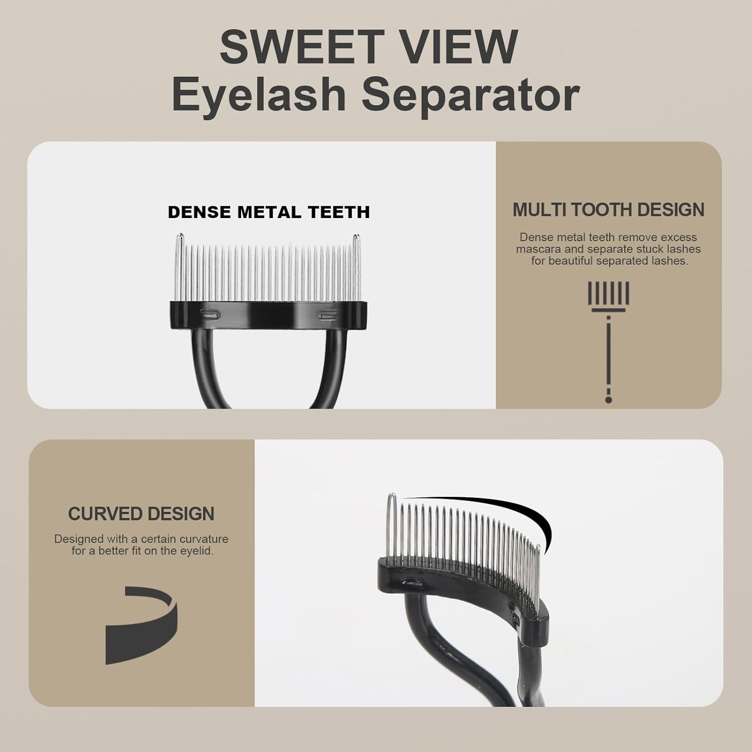 Eyebrow Brush Eyelash Separator Brow Comb & Lash Spoolie Professional Eye Makeup