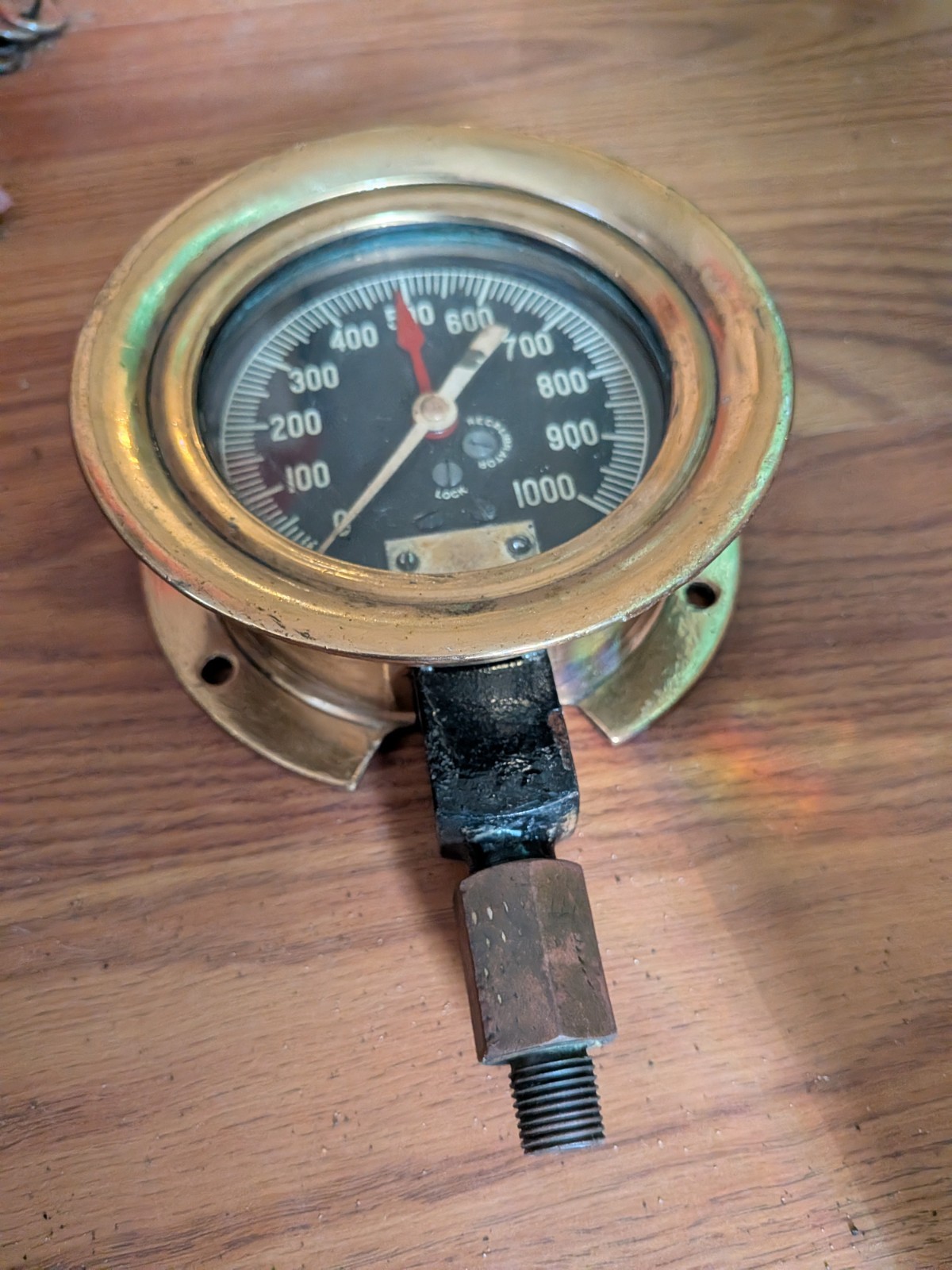Antique Brass Steam Pressure Gauge Jos P Marsh  STEAMPUNK 1000 Psi It Goes Up To