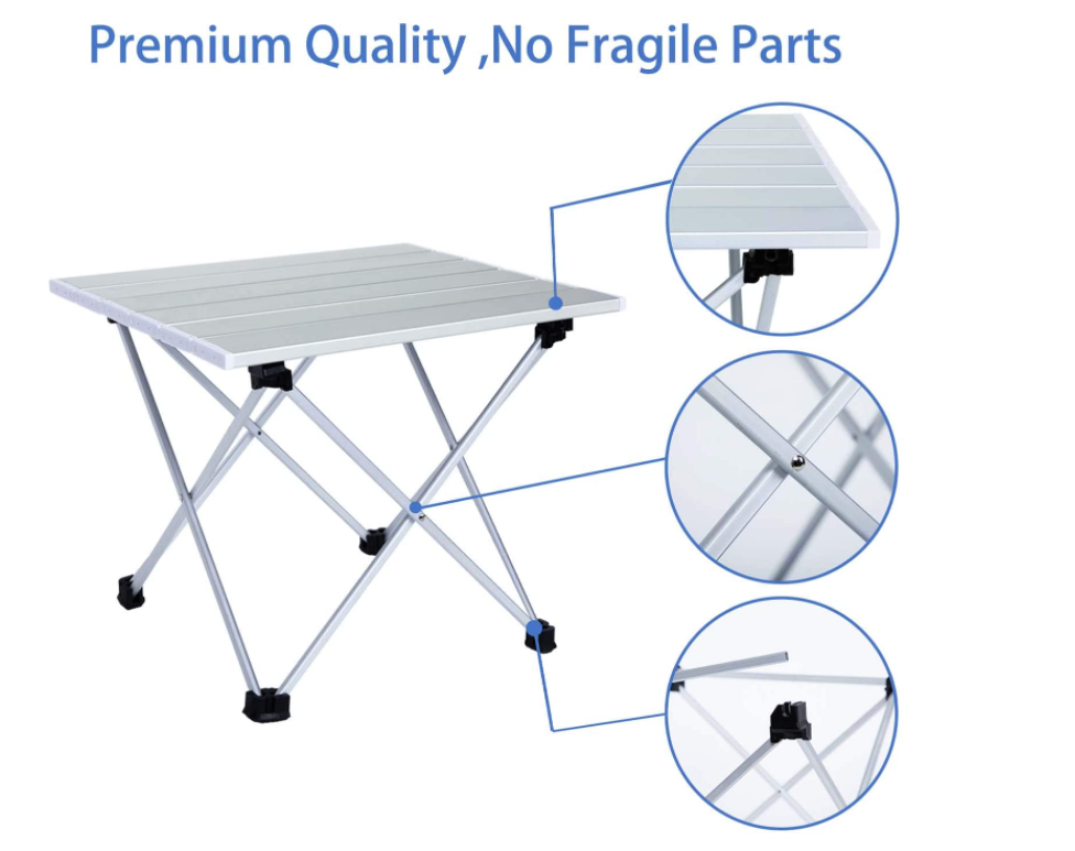 AIMEZO Aluminum Portable Camping Side Table Top Folding Collapsible