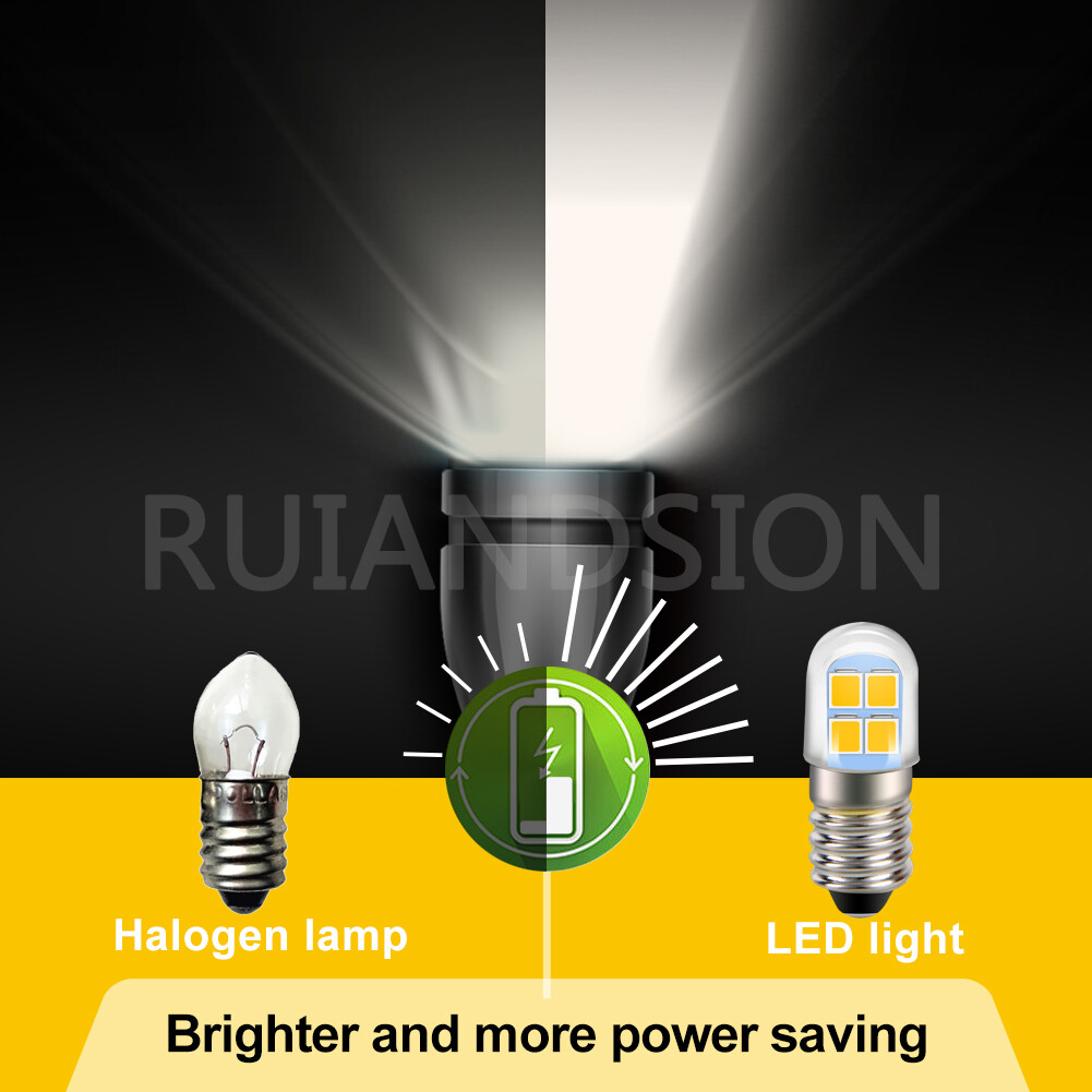 DC 3V-6V Screw Socket E10 2835 8 LED Interior Torch Light Bulb 240LM Warm White