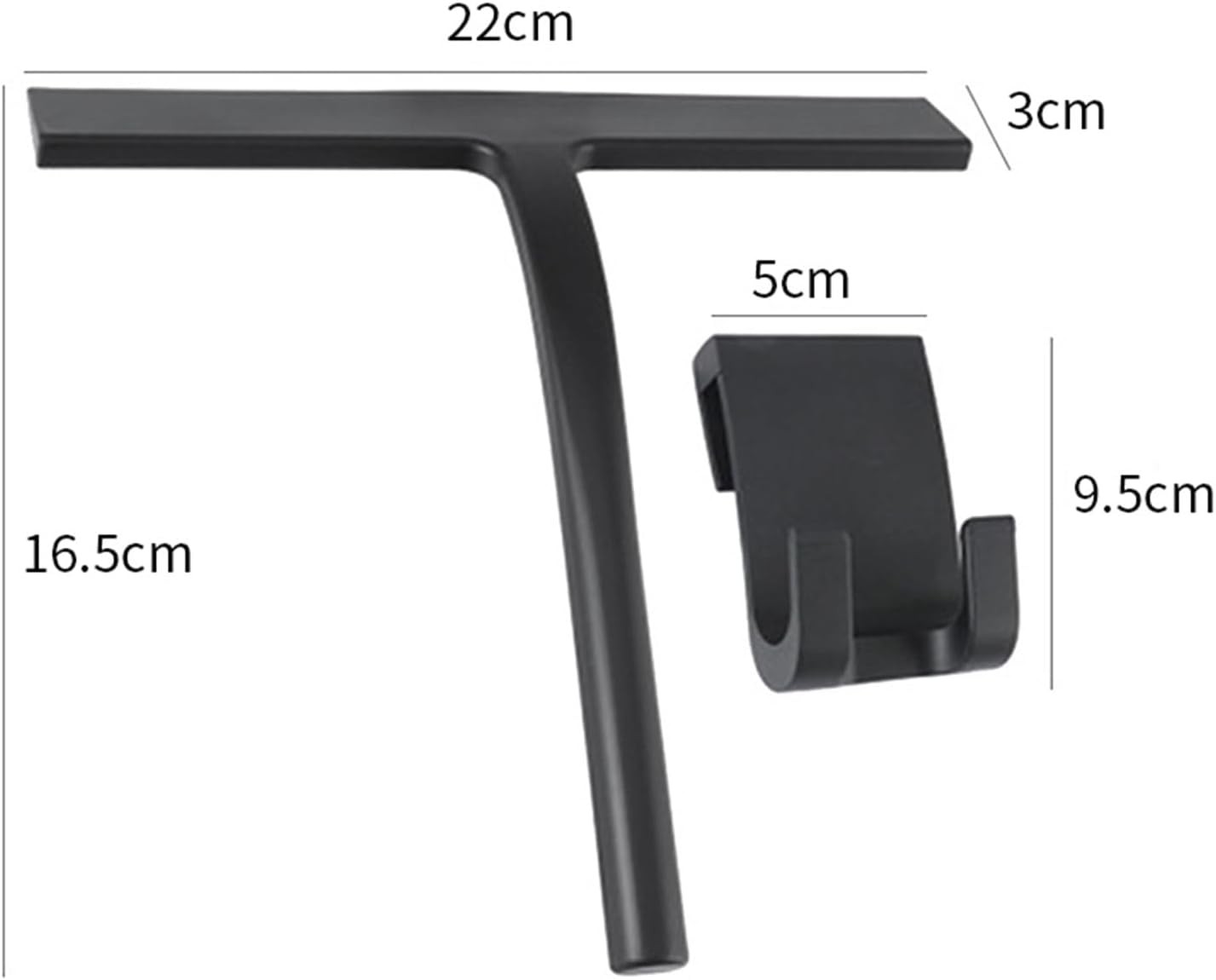 Squeegee for Shower Glass Doors, Resilient Loop - No-Drill & Adhesive Hook,Black