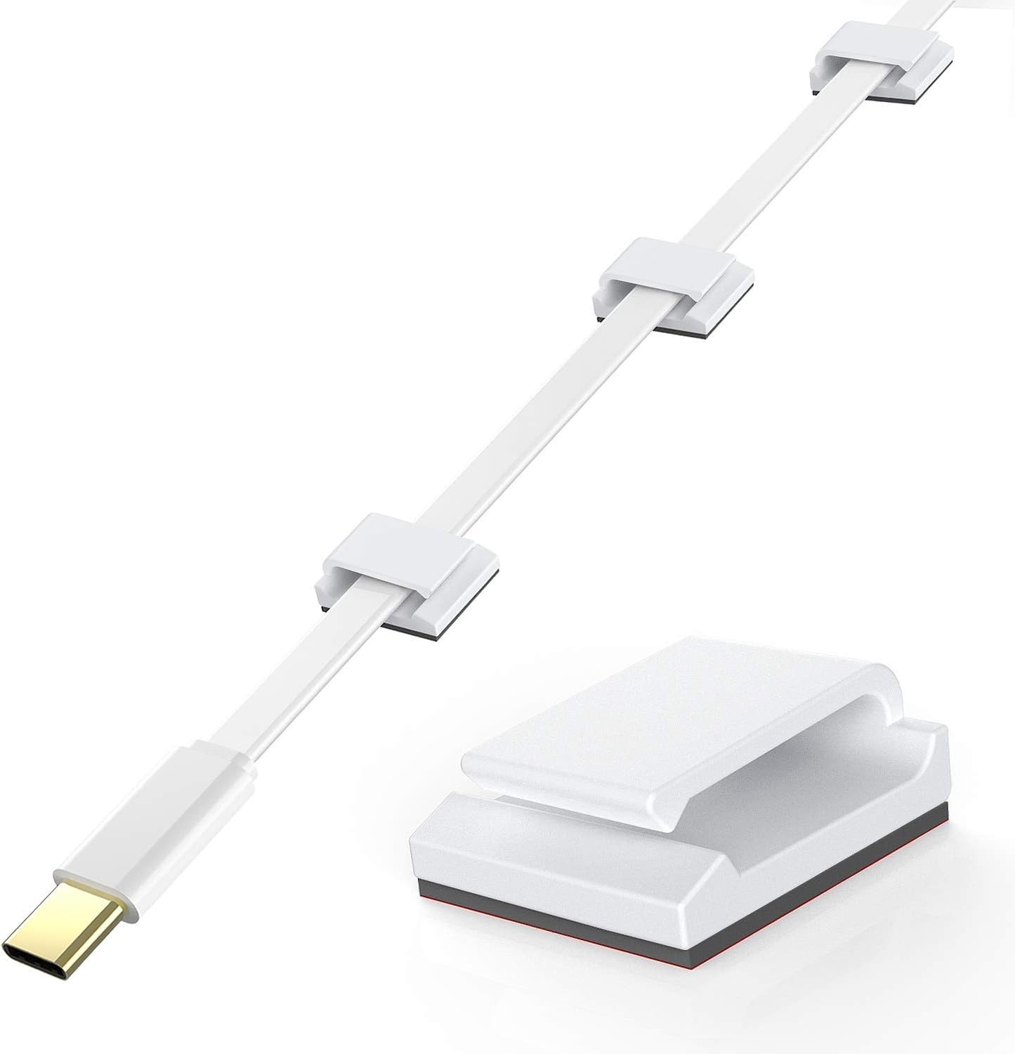 AGPTEK Flat Ethernet Cable Clips, 100 PCS Adhesive Wire Clips, White | Flat C...