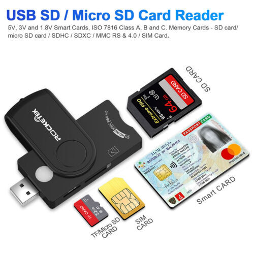 7-in-1 USB Smart Card Reader Micro SD MS SIM Memory Adapter for Computer CA