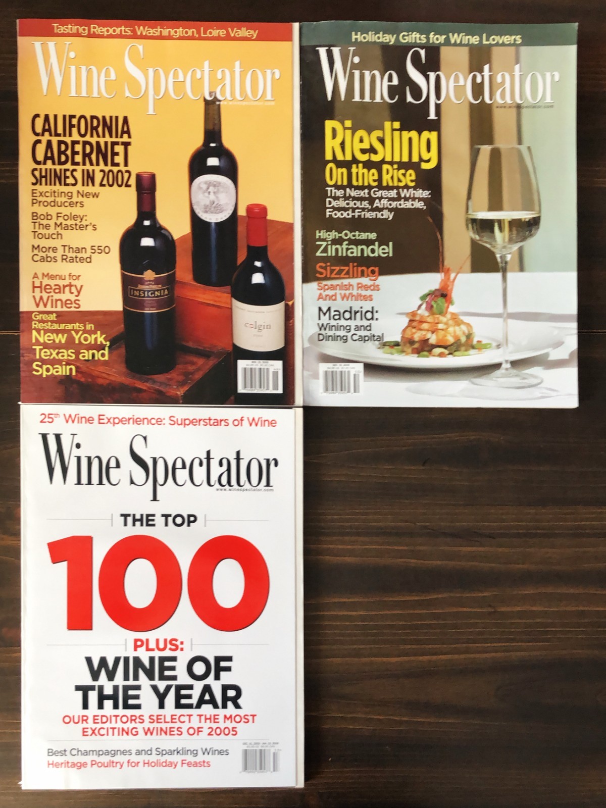 2005  Wine Spectator Magazine - Lot of 3 (Nov 15, Dec 15, Dec 31/Jan 15, 2006)